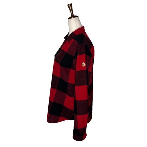 FjallRaven Canada Shirt Womens S Shacket Wool Blend Buffalo Plaid Red Comfort - Picture 2 of 9